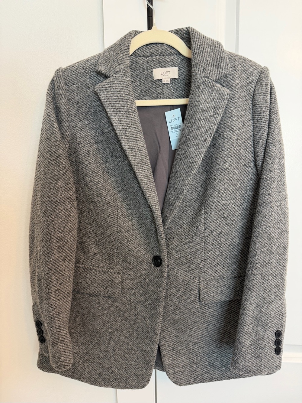 NWT LOFT Petites Gray Textured One Button Blazer Size 6P